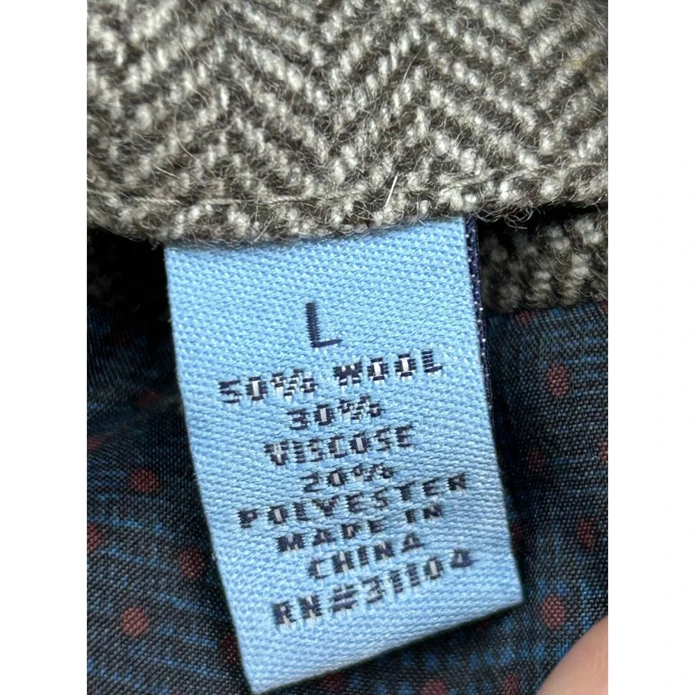 MADE Cam Newton Blazer Mens Large Brown Wool Blend Herringbone Sport Coat Jacket